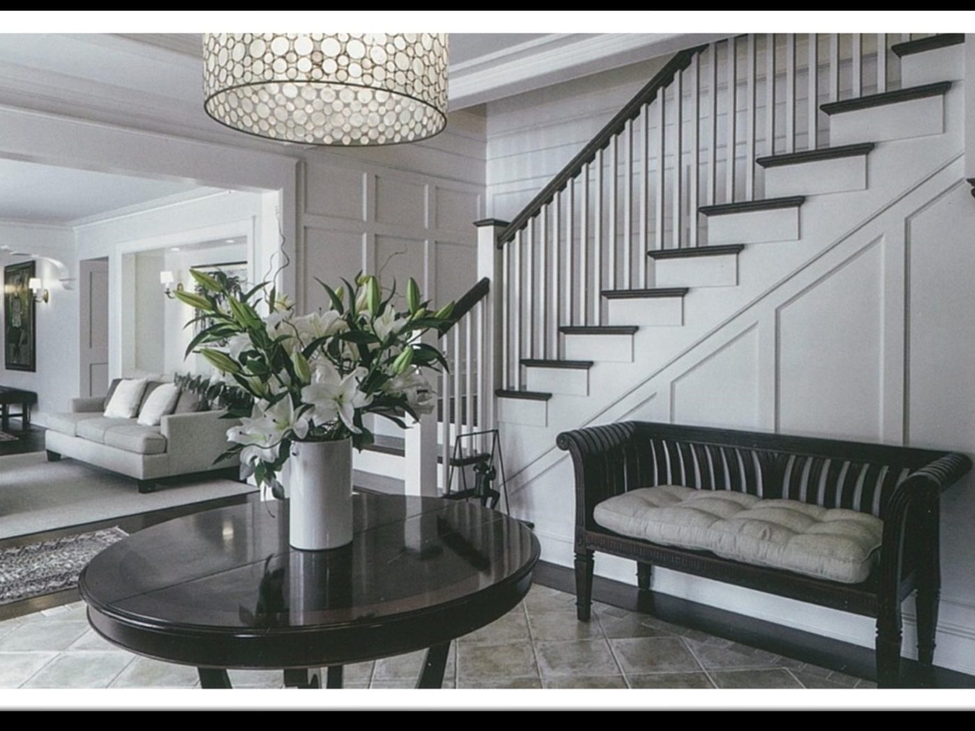 Entry hall and stair of a private residence built by Benchmark Construction